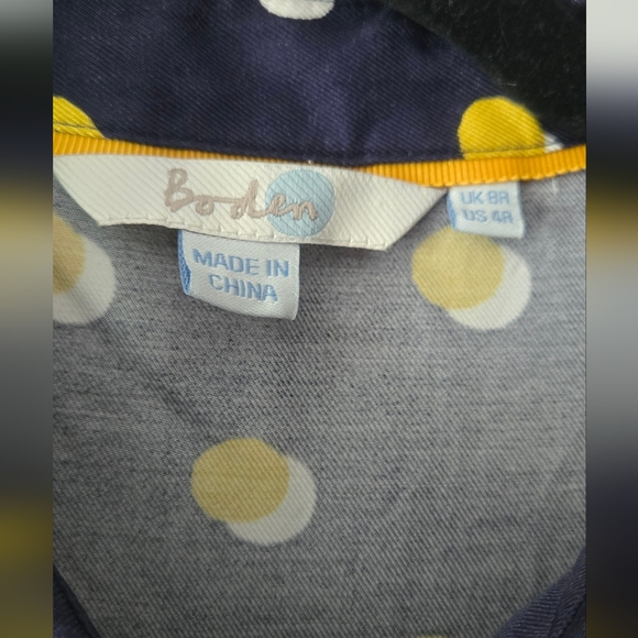 Boden Polka Dot Blue/Yellow Long Sleeve Button Shirt Dress Size 4 - Picture 4 of 6